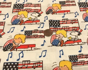 Linus Snoopy Americana* Music Notes *Piano* Springs Creative*100% Cotton* 8"x22" - Picture 1 of 4