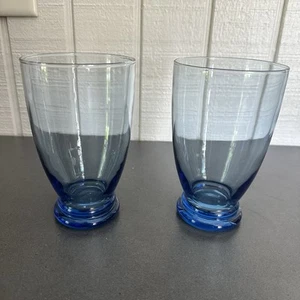 "Vasos de bebida vintage Anchor Hocking AZUL SATURNO doble anillo base pesada 6"" x2" - Imagen 1 de 13