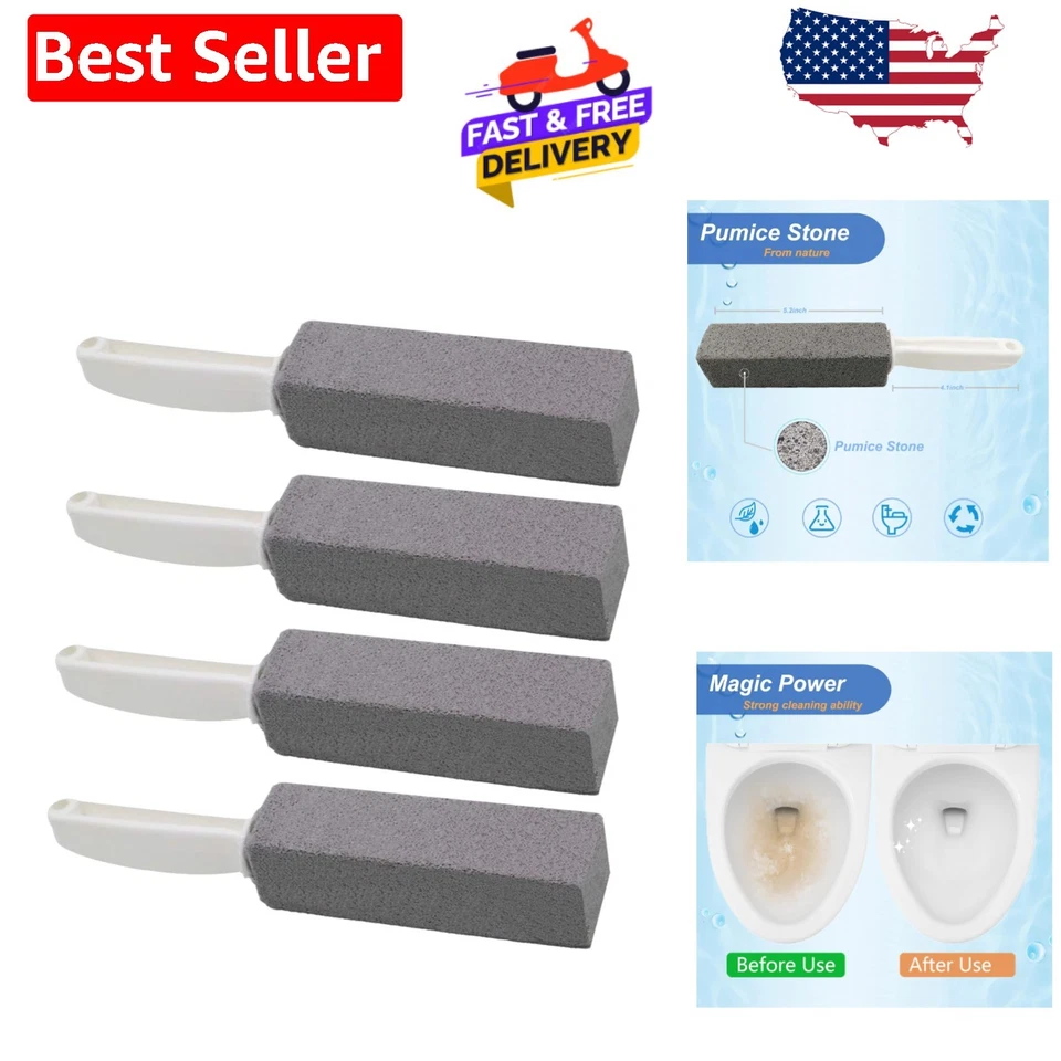Pumice Cleaning Stone With Handle Toilet Bowl Ring Remover Cleaner for 4 Pack