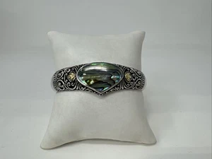 Vintage Samuel B. Sterling Silver & 18K & Abalone Bangle Bracelet (Unit #K-3) - Picture 1 of 10