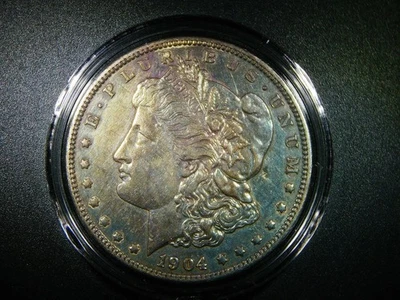 UNC. DETALLE 1904-O DÓLAR MORGAN BELLAMENTE TONIFICADO BONITA MONEDA-914 Foto 1 de 4