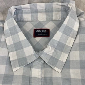 UNTUCKit Damengröße 6 blau kariert Santa Marzi Knopfleiste Stretch Baumwolle Hemd - Bild 1 von 10