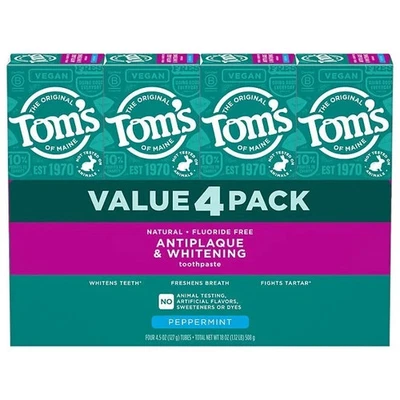 4 PACK - Tom's of Maine Antiplaque & Whitening Toothpaste 4.5 Oz - Image 1 of 4