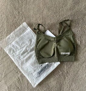 Sujetador deportivo sin costuras Gymshark verde oliva Energy talla XS para mujer - Imagen 1 de 4