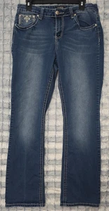ZCO Blue Jeans Women's 15 Embellished Pockets Stretch Mid Rise Embroidered - Picture 1 of 5