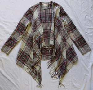 Altar'd State Plaid Cardigan Multicolor Fringe Boho Women's Size Large - Picture 1 of 15
