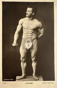 c1909 Strongman Eugene Sandow Nude Fig leaf Muscle Physique RPPC Postcard COPY - Picture 1 of 2