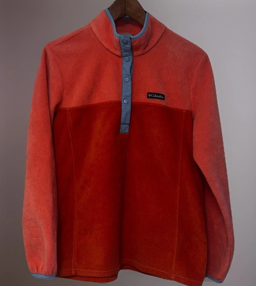 Columbia Mujer Dos Tonos Naranja Rosa 1/4 Snap-Jacket Polar Pullover XL Foto 1 de 4