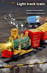 Toy Train Set for Kids with Sounds & LED Lights Electric Locomotive Cargo - Picture 1 of 6