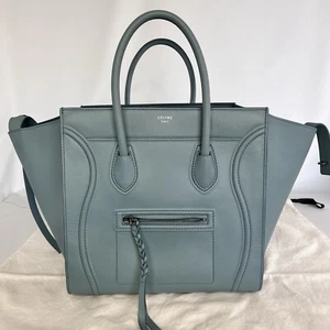 Celine Koffer Phantom Square Leder Hellblau Top Zustand Selten - Bild 1 von 23