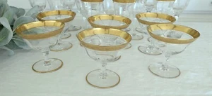 6 Tiffin Franciscan GOLD Minton~Optic Champagne/Dessert/Coupe Sherbert GLASSES - Picture 1 of 11