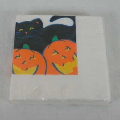 Servilleta de papel Hallmark Halloween calabaza gato negro 16 piezas 3 capas artesanías decoupage Foto 1 de 4