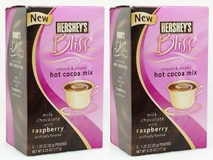 2 BOXES Hershey's Bliss Milk Chocolate with RASPBERRY Hot Cocoa Drink Mix - Picture 1 of 1