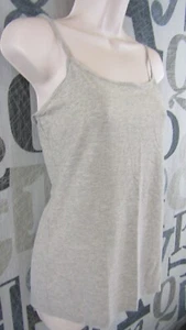 New LOFT Grey Heather With Gold Shimmer Cami Top Women M Adj. Strap Stretch $30 - Picture 1 of 7