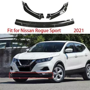 For 2020-2022 Nissan Rogue Sport Glossy Black Front Bumper Lip Chin Spoiler 3pcs - Foto 1 di 10