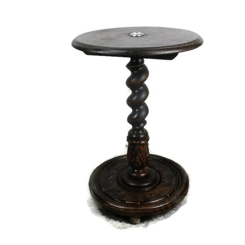 L Hand Carved Ornate Wood  Barley Twist Pedestal Display Side Table Plant Stand Cover