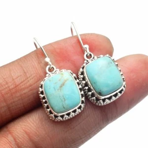 Turquoise Solid 925 Sterling Silver Earring Jewelry 1.12" SE-5182 - Picture 1 of 1