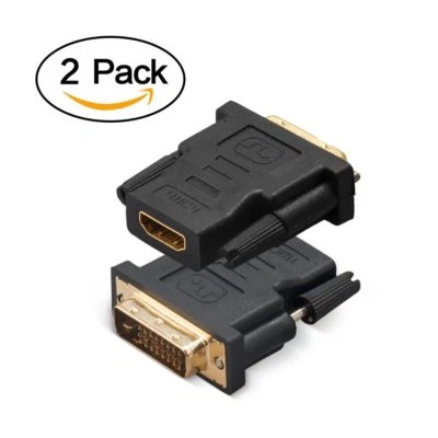 2X DVI-D Male to HDMI Female HD HDTV Monitor Display Adapter 24K Gold Converter  - Image 1 of 4