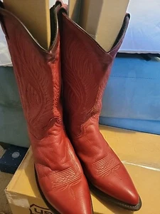 ABILENE WOMEN'S COWHIDE WESTERN BOOTS - POINTED TOE Red 9.5m - Picture 1 of 22