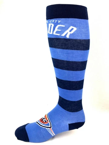 Oklahoma City Thunder Basketball Blue & Navy Striped Thin Long Socks Cover