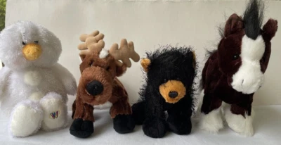 Webkinz Lot of 4 Snowman HM370 Reindeer HM137 Black Bear HM004 Clydesdale HM139 - Image 1 of 4