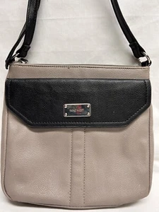 Nine West Tan Gray Black Zip Close Adjustable Crossbody Strap Purse Bag - Picture 1 of 8