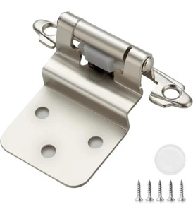 ✅✅Brushed Satin Nickel 3/8" Self Closing Face Mount Kitchen Cabinet Hinge 10PK✅✅ - Picture 1 of 7
