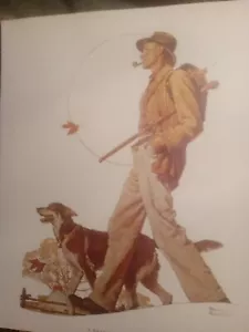 "Autumn Stroll" Rockwell 1970s reprint of 1935 Saturday Eve Post cover 12x14" - Picture 1 of 6