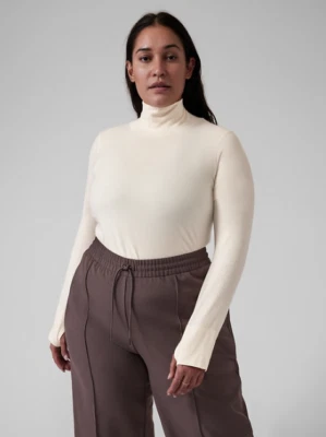 Athleta S SMALL Foresthill Ascent Merino Wool Turtleneck Top, Chantilly Cream - Image 1 of 4