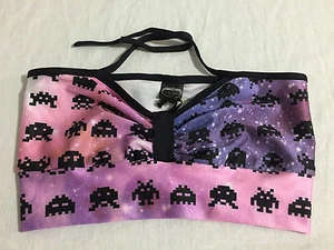 Zara Terez Space Nuggets Halter Bikini Top Pink Purple Black Fits Girls Sz L/XL - Picture 1 of 10