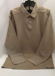 LL Bean Polo Shirt Mens XXL Polo, Rugby Heavy Cotton Long Sleeves Khaki NEW - Picture 1 of 14