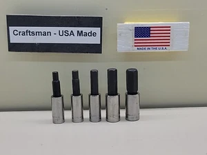 Juego de 5 brocas hexagonales Allen Craftsman 1/4" Dr 3/16 7/32 1/4 5/16 3/8 EE. UU. NOS - Imagen 1 de 13
