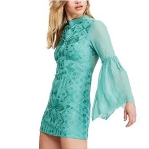 Free People ~ besticktes meerschaumgrünes Cleo Canton Kleid Gr. 4 - Bild 1 von 8