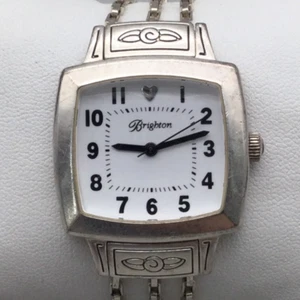 Reloj Brighton Orchard Mujer Tono Plateado 30mm Cara Cuadrada Corazones Batería Nueva - Imagen 1 de 16