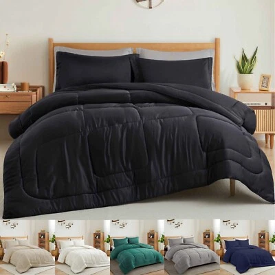 Satin Silky Quilt Super Soft Microfiber Bedding Comforter Set King or Queen Size - Image 1 of 4