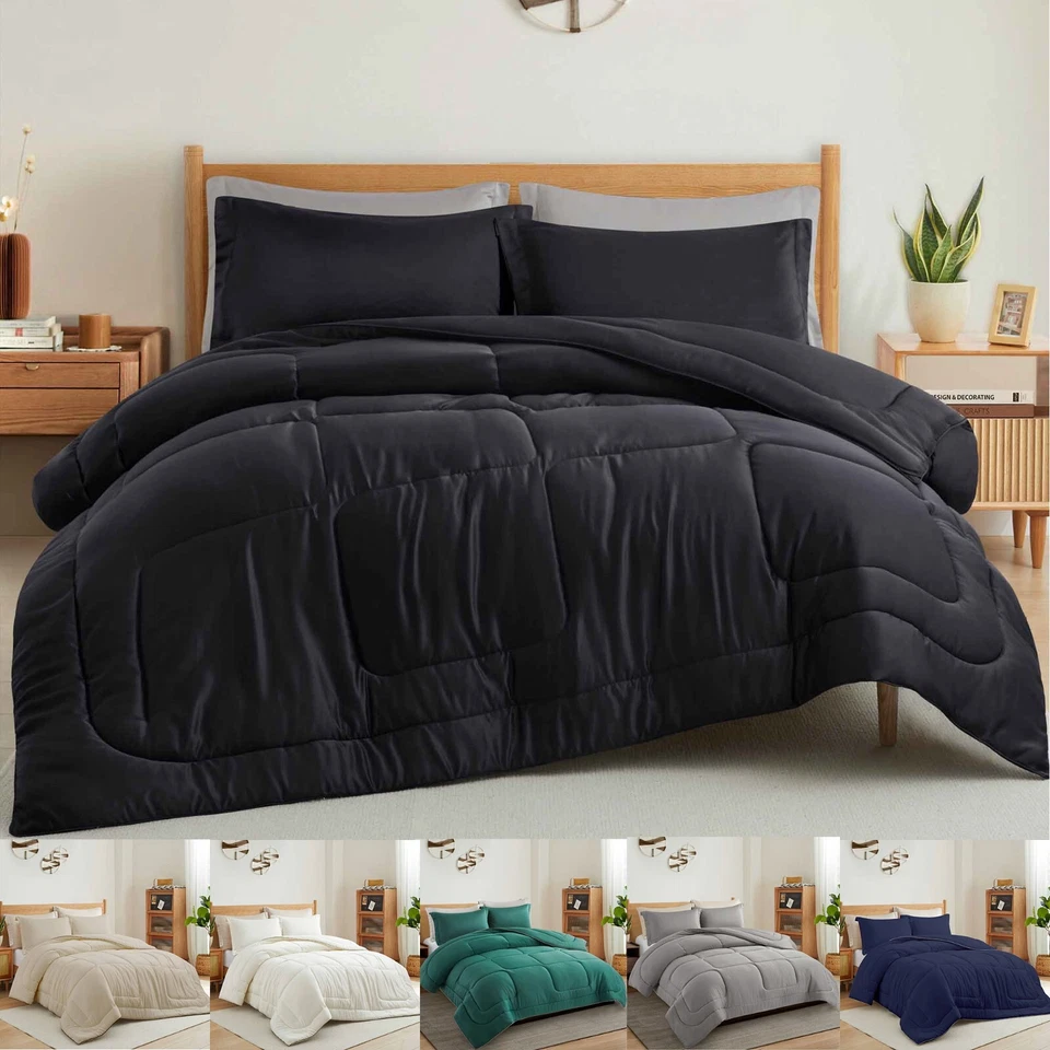 Satin Silky Quilt Super Soft Microfiber Bedding Comforter Set King or Queen Size - Image 1 of 4
