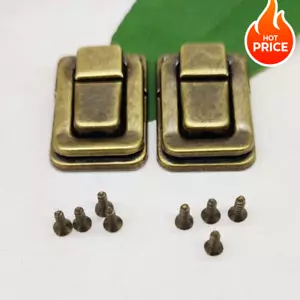 2 pezzi 25 mm chiusura a levetta decorativa Hasp scatola valigia cattura con vite, tono bronzo - Foto 1 di 5