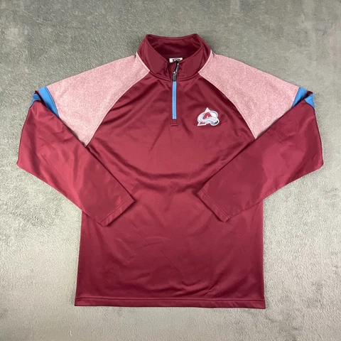 Colorado Avalanche Sweater Mens Medium 1/4 Zip Light Weight Long Sleeve NHL Cover