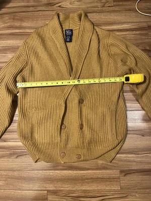 Suéter John Blair Para Hombres Mediano Marrón Cárdigan Chal Doble Pecho Tejido Abuelo Foto 1 de 4