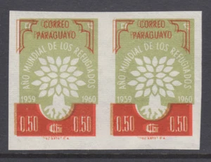 Paraguay Sc 561 MNH. 1960 50c World Refugee Year, imperf, major color shift, VF - Picture 1 of 1