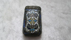 RARE ancien pyrogène de poche en émaux cloisonné champlevé - Imagen 1 de 3