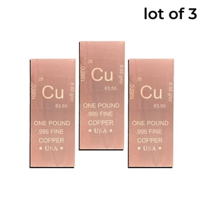 3 x 1 Pfund Kupferbarren 0,999 Feinkupferbarren 16 Unzen Kupferelement - Bild 1 von 5