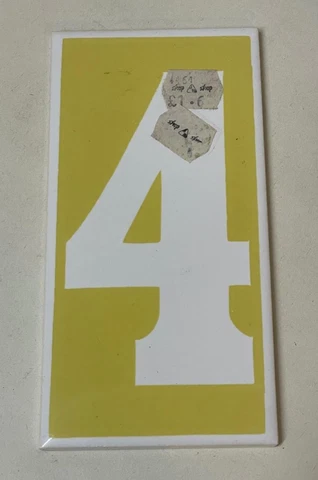 Design Council London 1960s 70s Pottery Number Tile No. 4 - Yellow & White (2) Cover