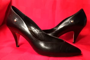 Etienne Aigmer Vintage 1980er #7330 schwarz 3-Zoll-Absatz Leder Pumps Größe US 7 - Bild 1 von 22