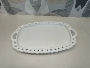 Indiana Glass White Milk Glass 8.5 inch Tray with Open Handles Edges - Picture 1 of 5
