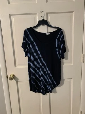 lucy laurel Blouse , Blue With Light Blue Stripes Size 2x Short Sleeve - Image 1 of 4