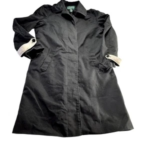 Lauren Ralph Lauren langer Trenchcoat schwarz Baumwollmischung Damen Large - Bild 1 von 17