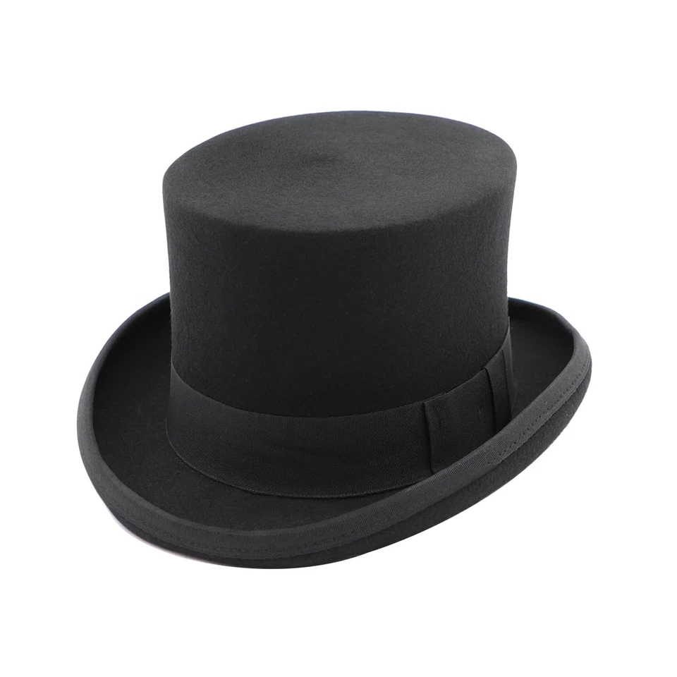 Top Sombreros para Hombres Mujeres Lana Alto Top Sombrero Satinado Forrado Fiesta Vestido Sombrero Negro Para... Foto 1 de 4