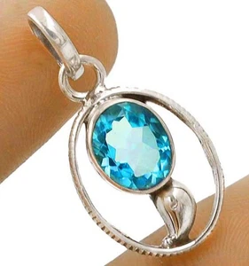 Colgante de plata de ley maciza 925 de tanzanita natural de 2 quilates de 1 1/4" de largo @3-9 - Imagen 1 de 1