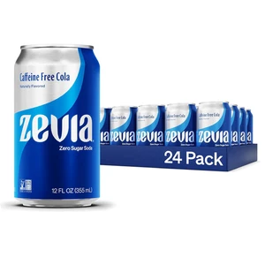 Soda Zevia Zero Sugar, Coca-Cola sin cafeína, latas de 12 OZ (paquete de 24) - Naturalmente dulce - Imagen 1 de 12